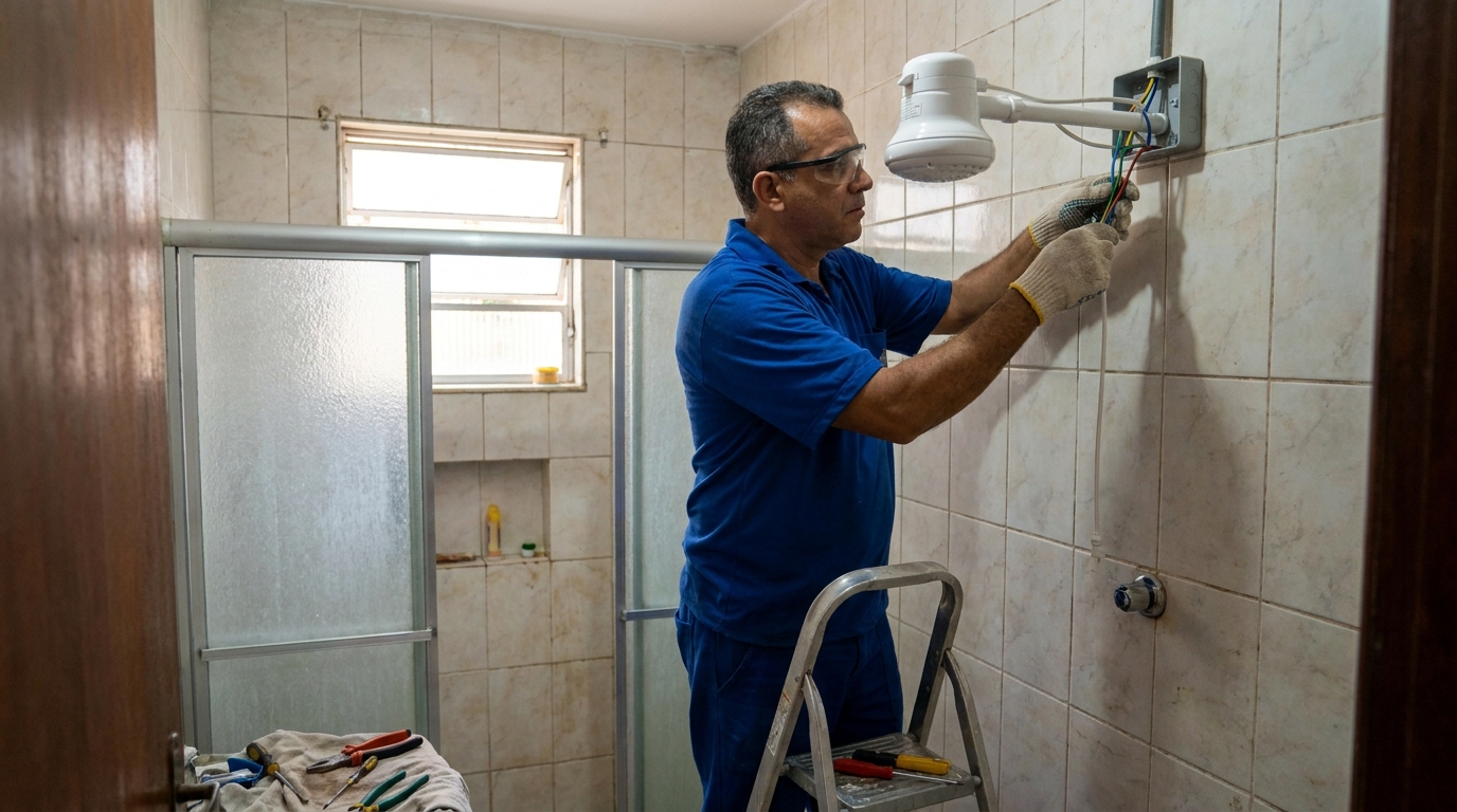 Substituição de Chuveiro Antigo em Blumenau‑SC